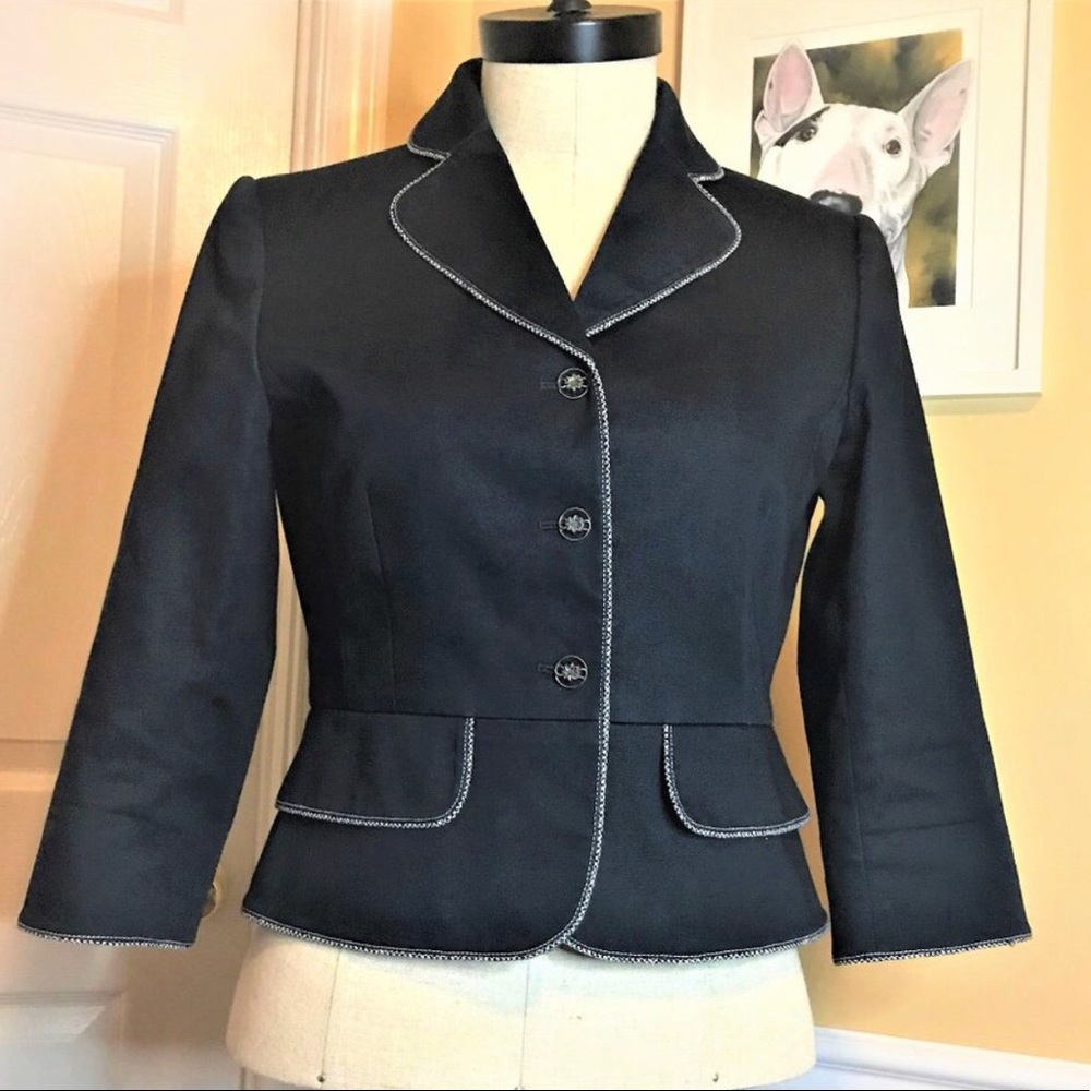 Tahari Cute Navy Blue Lined Blazer Sz 6P